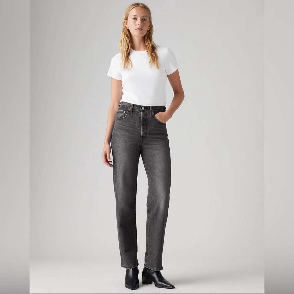 Free people Levi's high rise Women's ribcage straight leg Gray Jeans - Picture 3 of 12